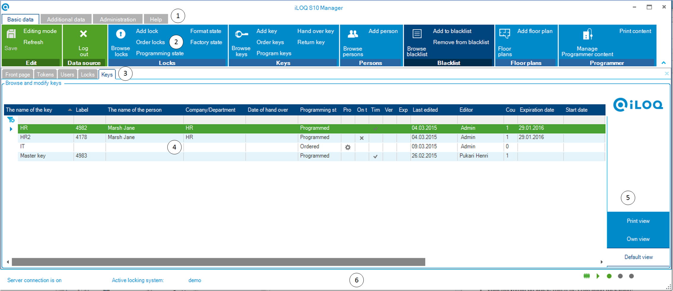 iLOQ Manager User Interface